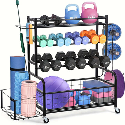 Double-Layer Iron Storage Rack for Sports Equipment-0