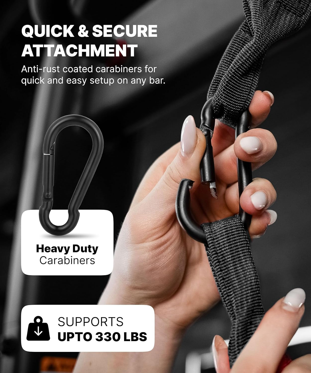DMoose Fitness hanging ab straps with padded soft straps and steel carabiners for pull-ups, core workouts, and leg raises.