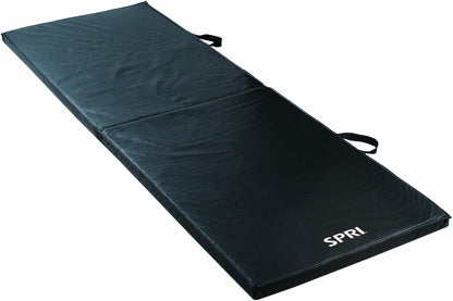SPRI bi-fold exercise mat in 60-inch or 72-inch length, padded fitness mat for workouts and stretching.