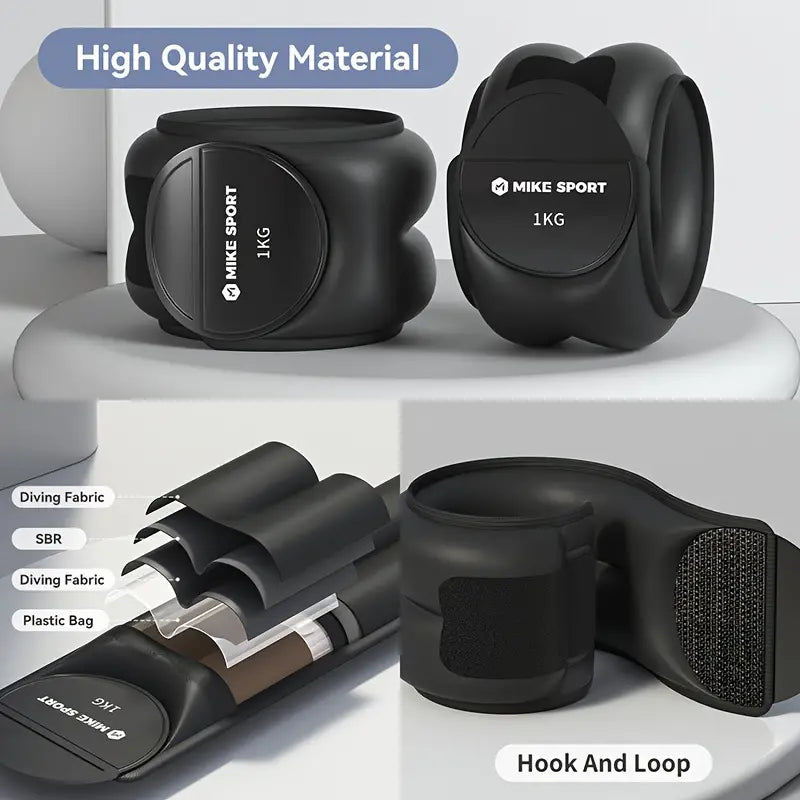 Invisible weighted wristbands for workouts showcasing high quality material and hook and loop design.