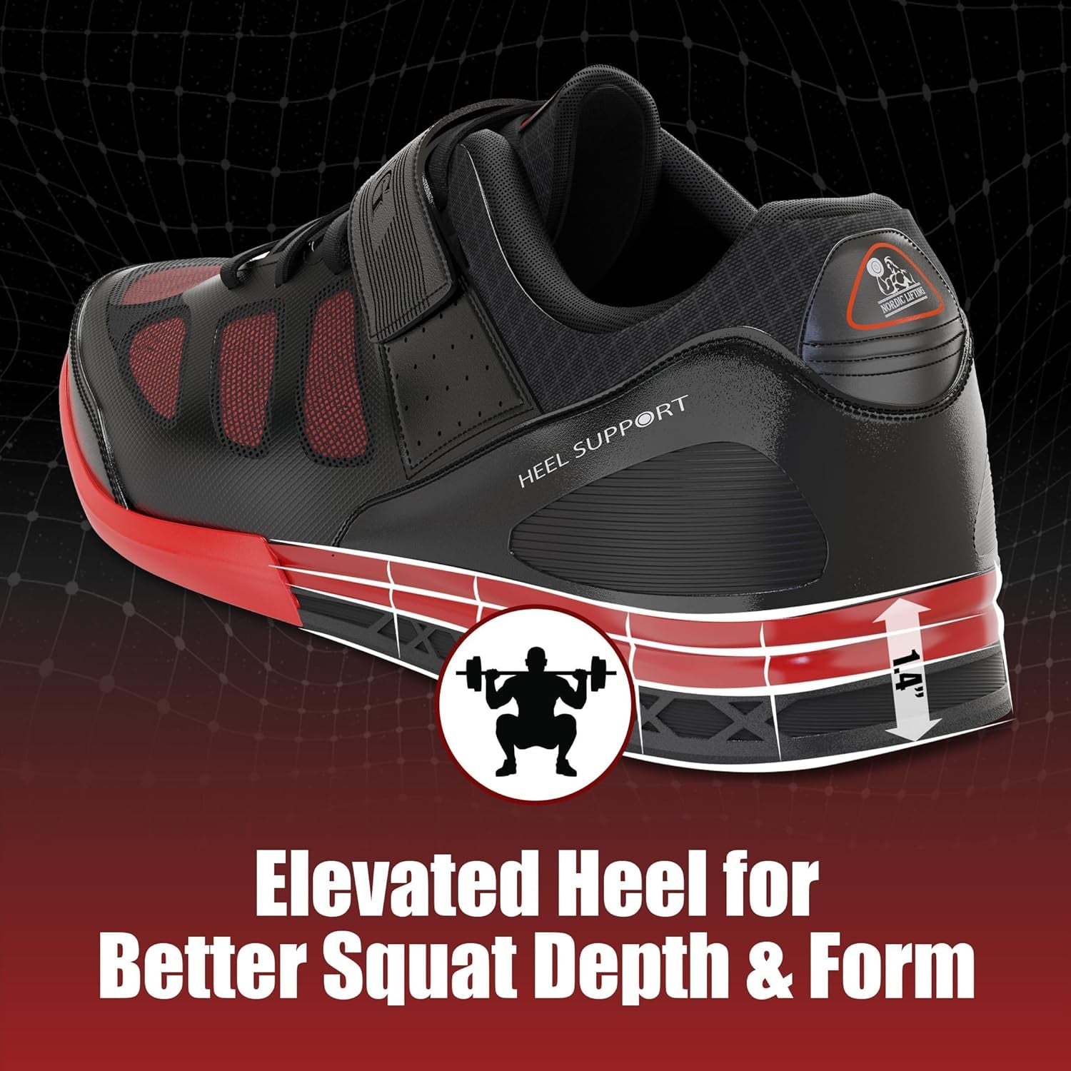 Nordic Lifting VENJA men's weightlifting shoes with heel support, grip sole, and sturdy design for gym, squats, and strength training.