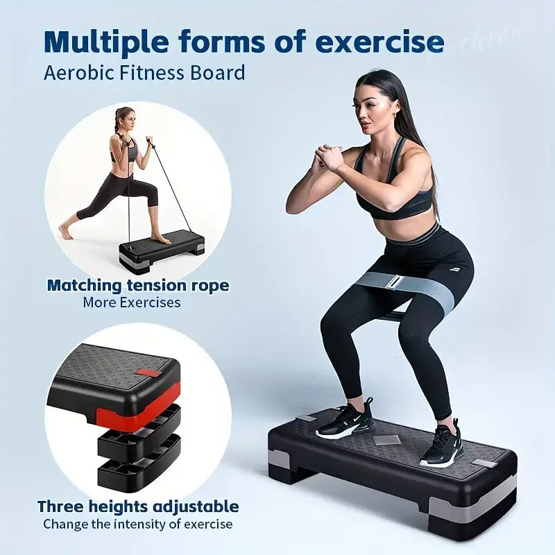 Adjustable fitness pedal with pull rope for versatile home workouts, featuring sturdy design and adjustable height for comfort.