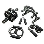 7-Piece Home Gym Fitness Equipment Set – Jump Rope, Hand Grips, Push-Up Bars & Ab Wheel