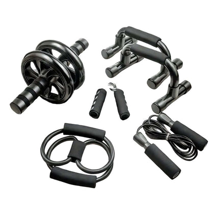 7-Piece Home Gym Fitness Equipment Set – Jump Rope, Hand Grips, Push-Up Bars & Ab Wheel-0