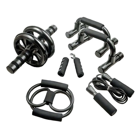 7-Piece Home Gym Fitness Equipment Set – Jump Rope, Hand Grips, Push-Up Bars & Ab Wheel-0