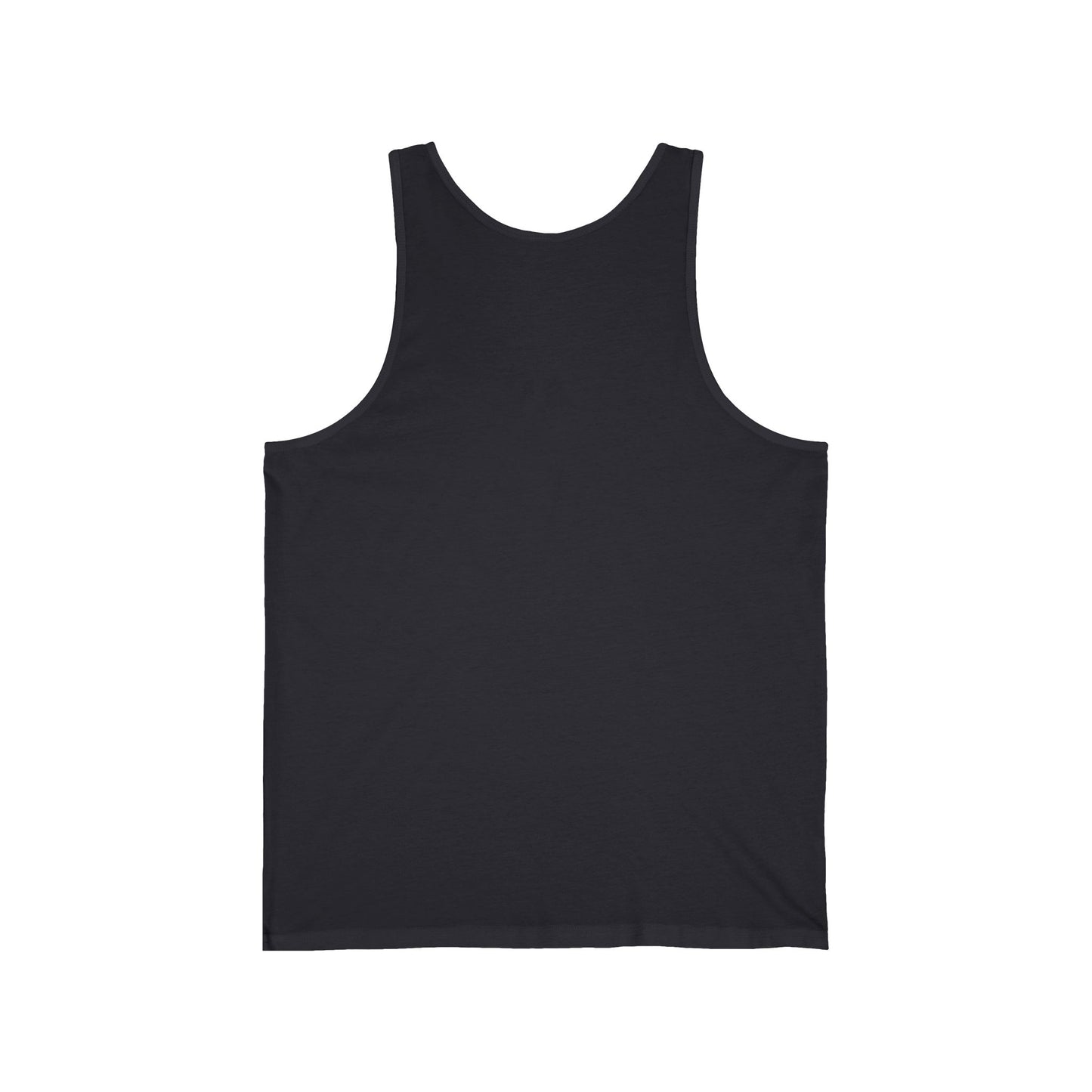 White minimalist tank top with a clean pocket logo, casual summer vest by Printify, displayed on a flat surface.