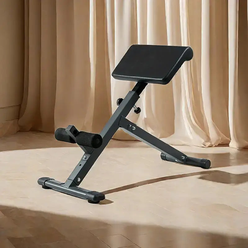 Adjustable Roman Chair - Black, Waist and Abdomen Fitness Stool for effective home workouts and fitness routines.