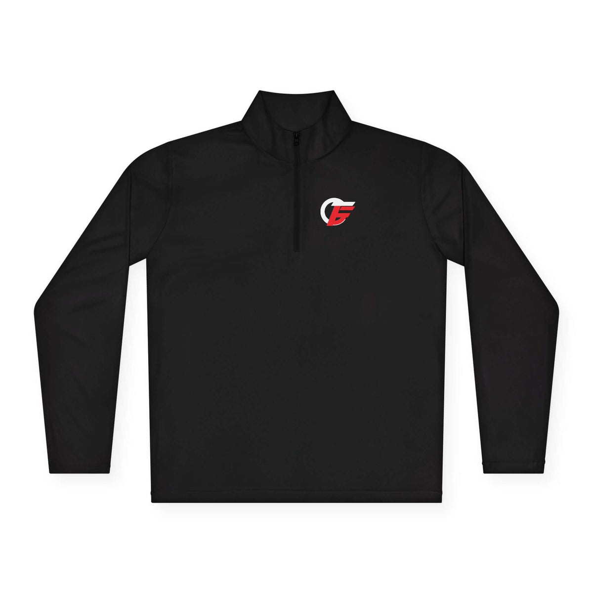 Lightweight quarter-zip pullover in black, ideal for workouts and casual wear with a versatile design.