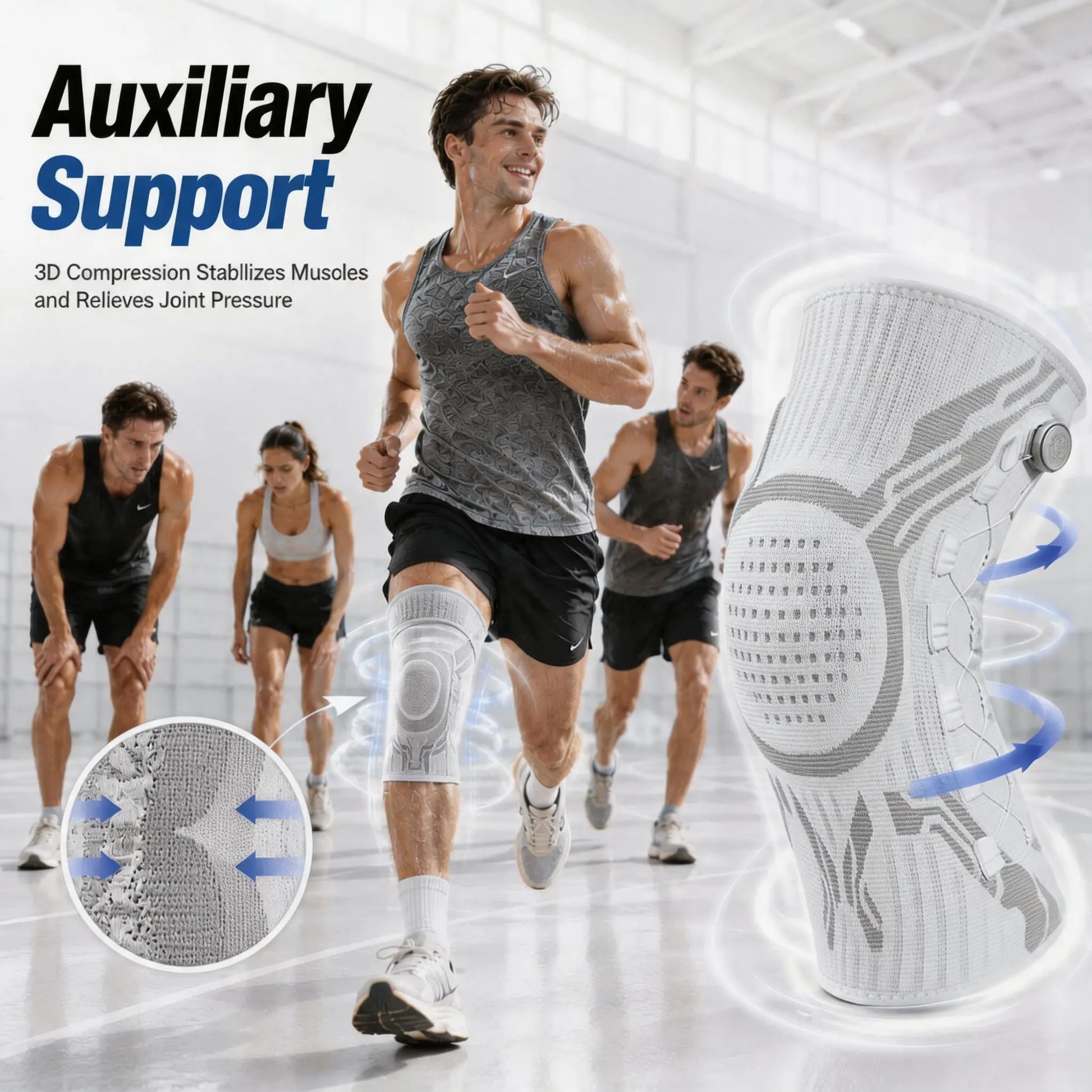 Adjustable Compression Knee Brace with Dial, Breathable Knee Support Sleeve for Sports, Running & Daily Activities