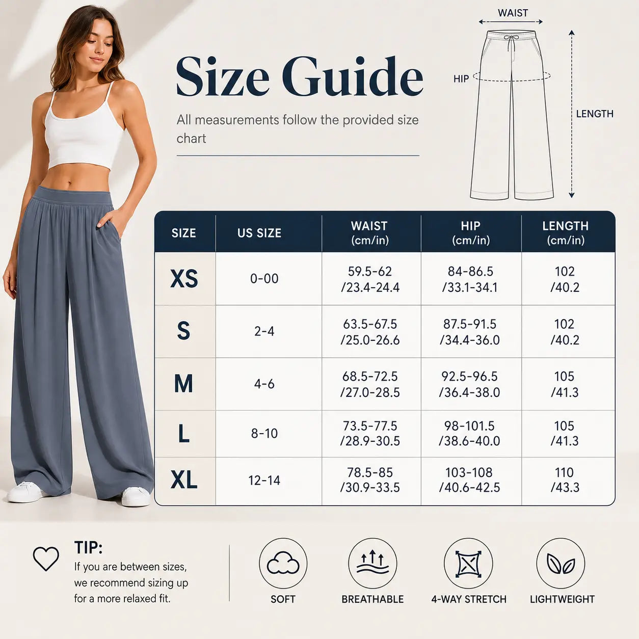 Women’S High Waisted Wide Leg Lounge Pants with Pockets – Lightweight Stretch Casual Yoga Workout Travel Pants