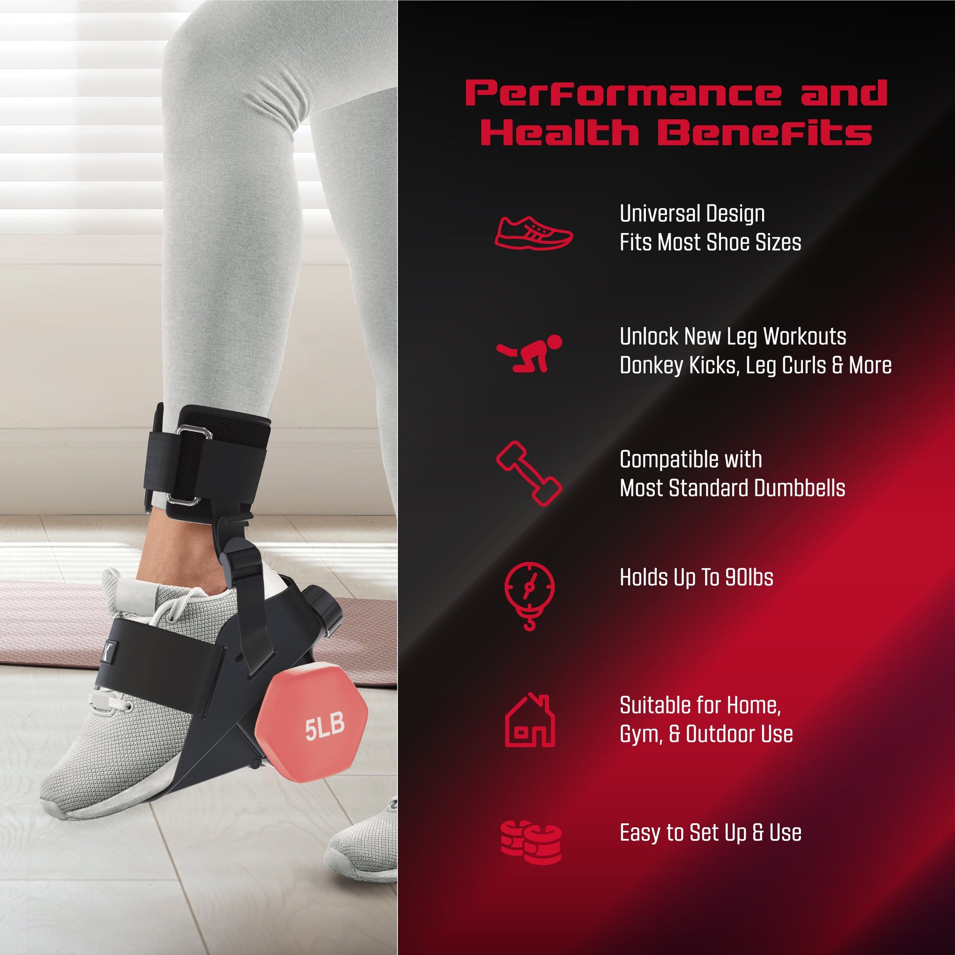 Adjustable Anklebell Leg Weight Adapter – Ankle Weight Dumbbell Attachment (Single)