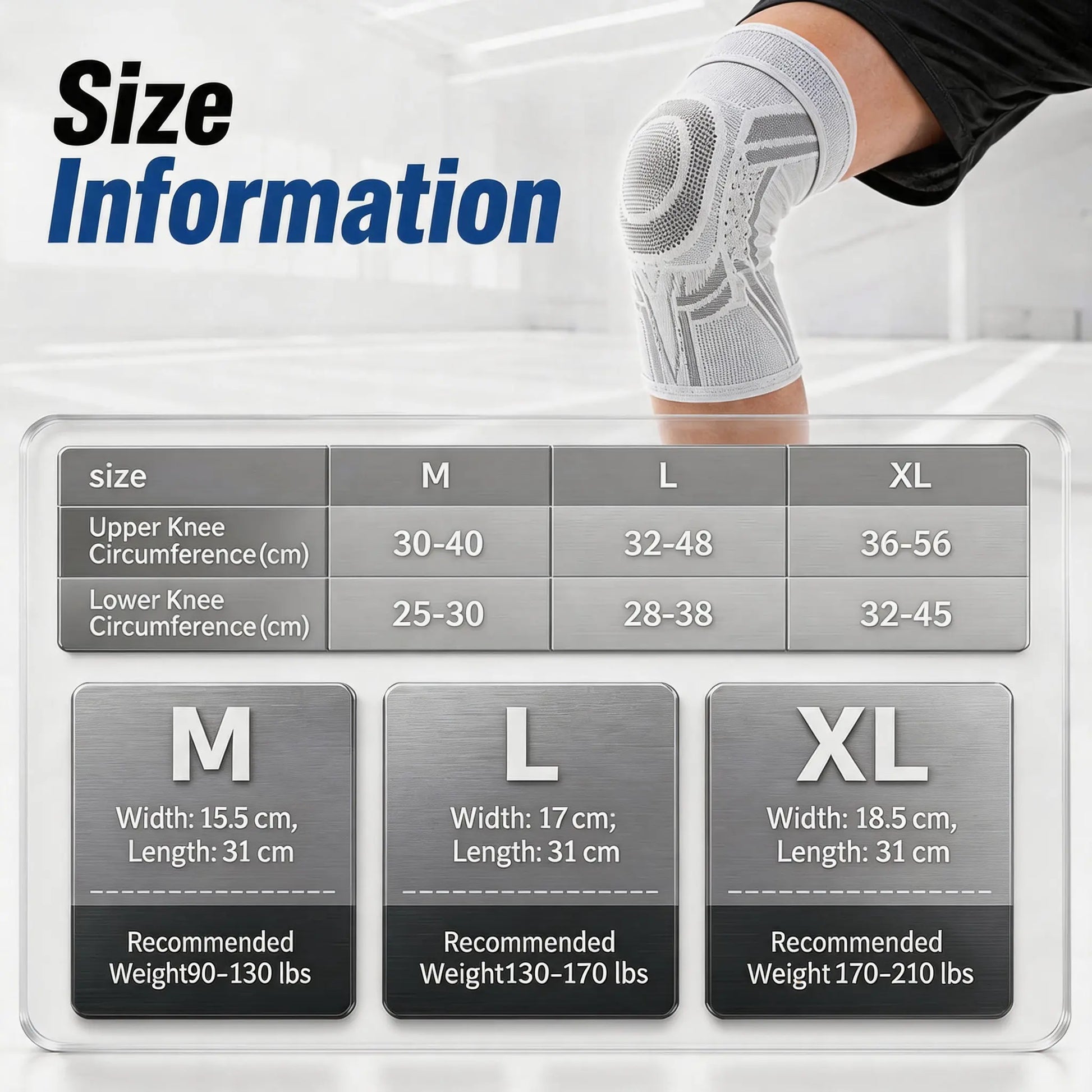 Adjustable Compression Knee Brace with Dial, Breathable Knee Support Sleeve for Sports, Running & Daily Activities