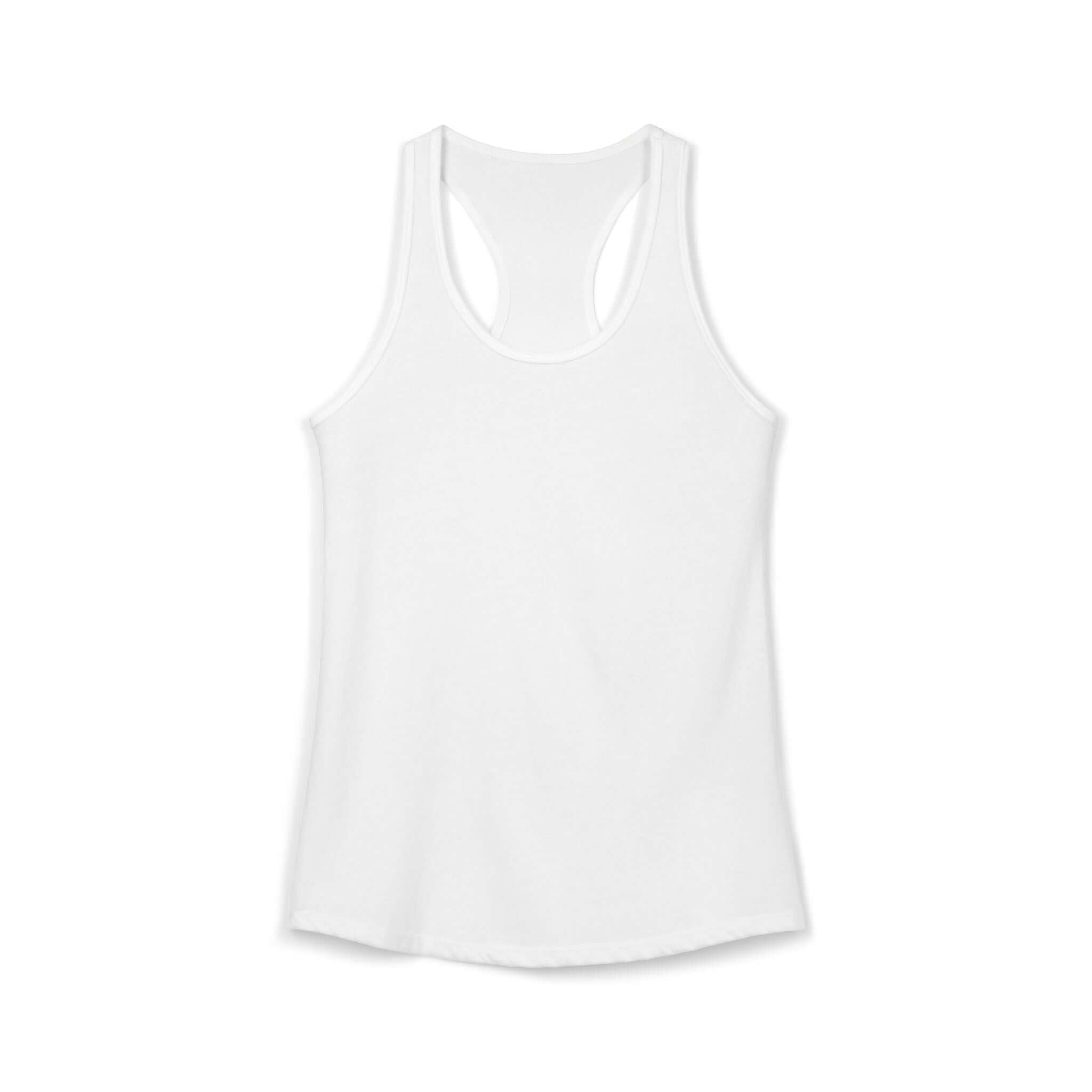 Lightweight women's racerback workout tank in solid white, perfect for workouts and casual wear.