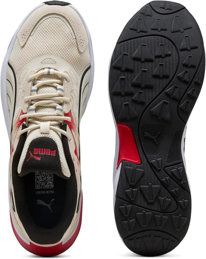 PUMA Men’s Insphere running shoes in black with white accents, featuring cushioned soles and breathable mesh upper.