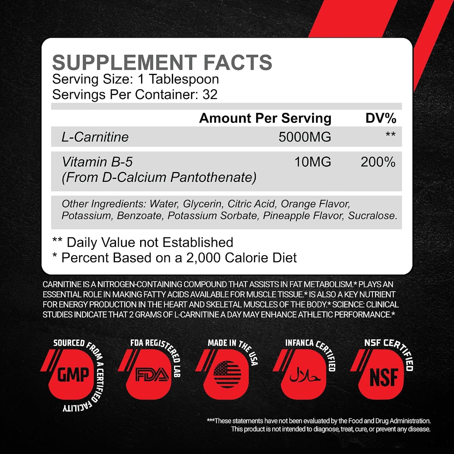 Liquid L-Carnitine 5000Mg – Orange Pineapple – Metabolic, Energy and Muscle Support Supplement – Stimulant-Free Pre Workout Alternative for Endurance, Exercise & Recovery – 32 Servings – GMU Sport