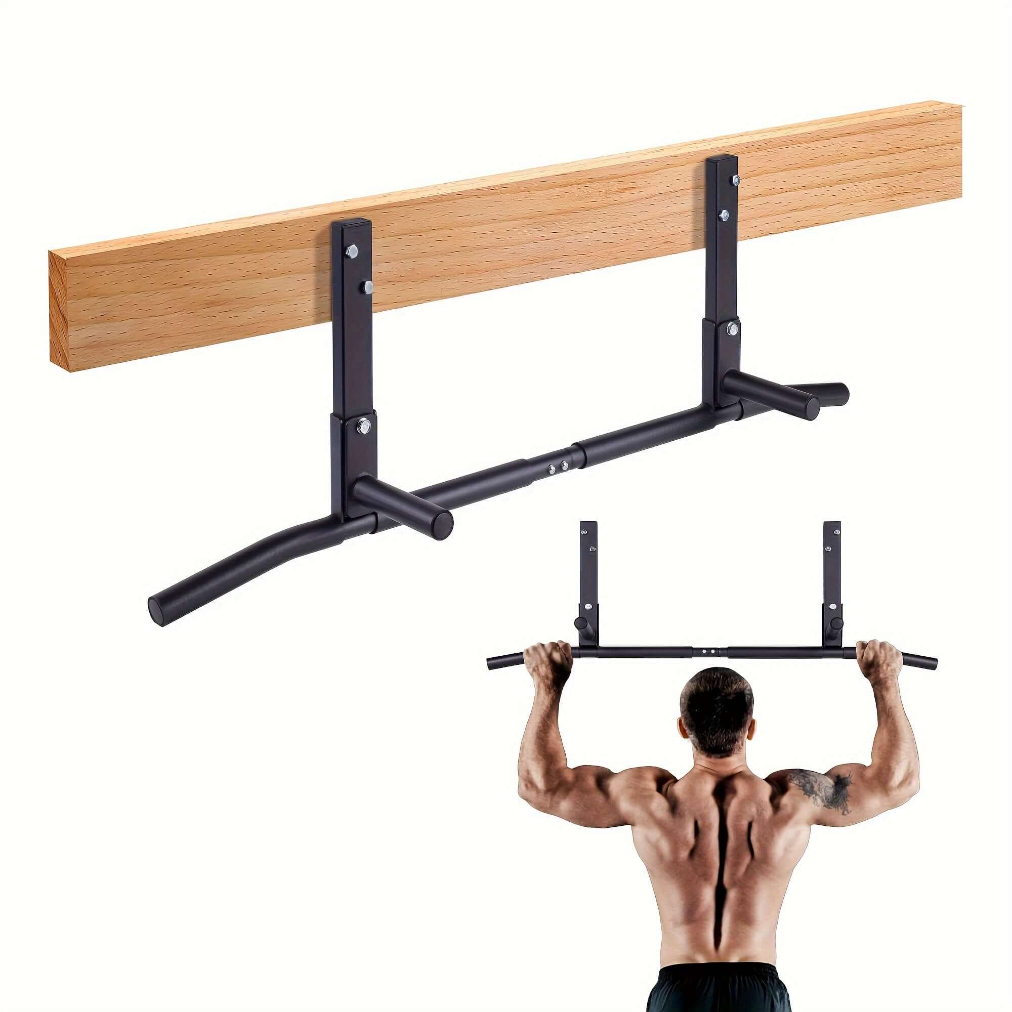 Wall-Mounted Stainless Steel Pull-Up Bar Black product image 1