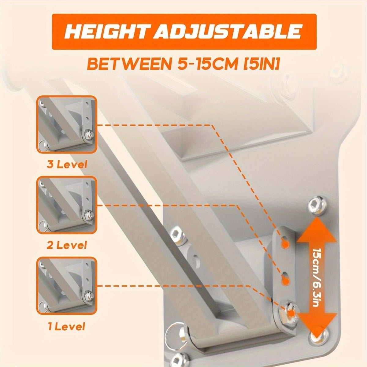 Height adjustable wall mount pull-up bar station from 5 to 15cm for customized workouts.