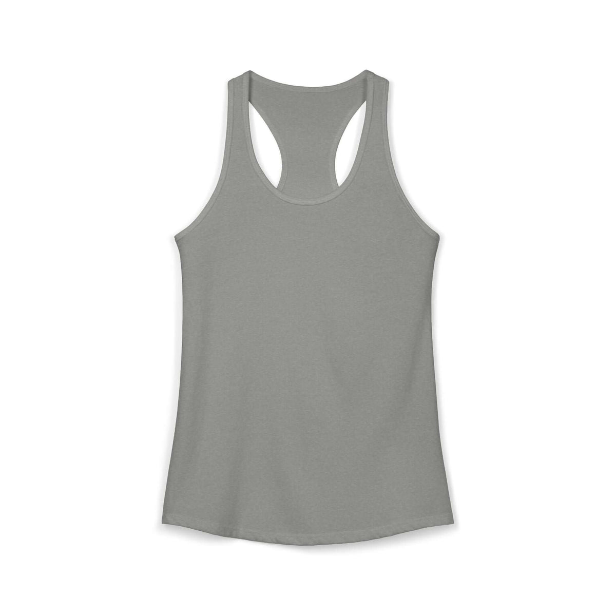 Lightweight women's racerback workout tank in Heather Grey, perfect for workouts and active wear.