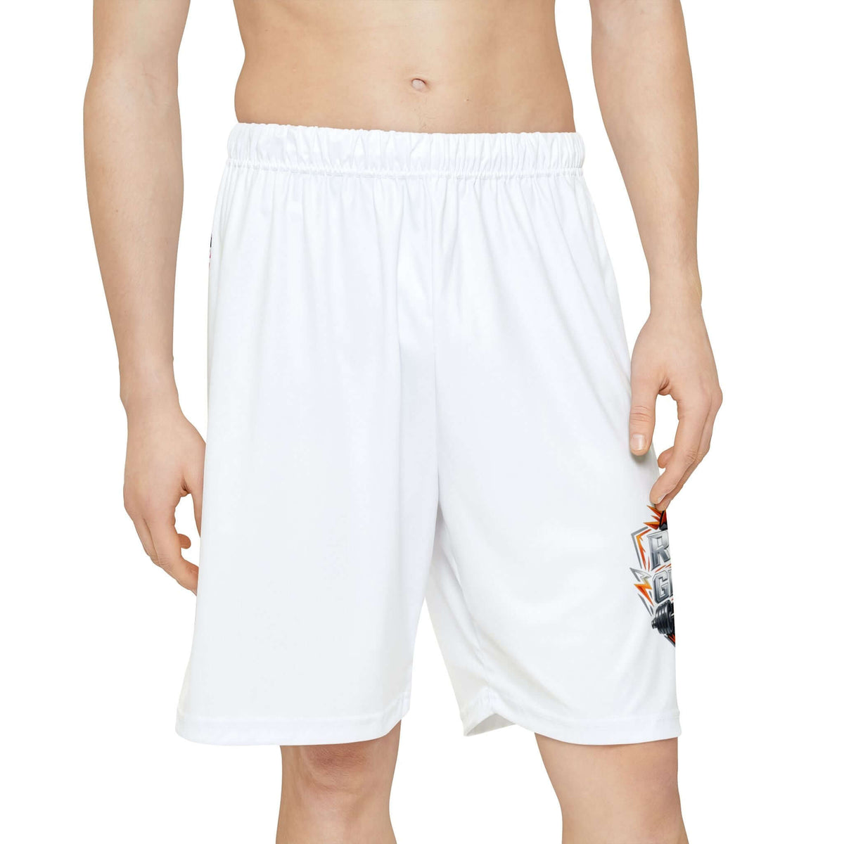 Comfortable men's sports shorts in white, designed for athletic and casual wear.