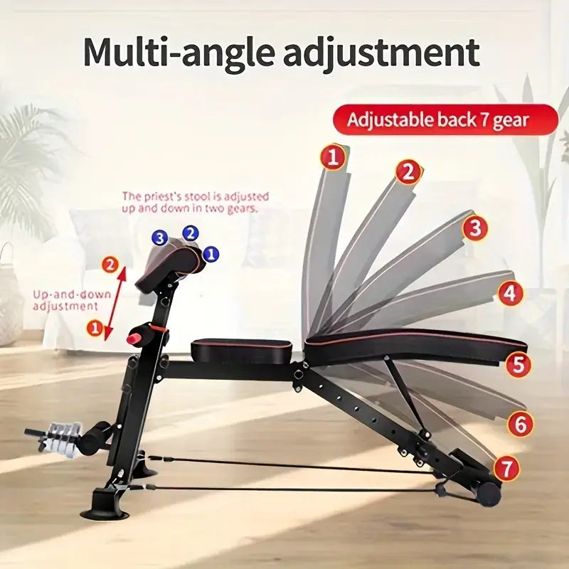 Adjustable weight bench for full body exercise with multi-angle adjustment features.