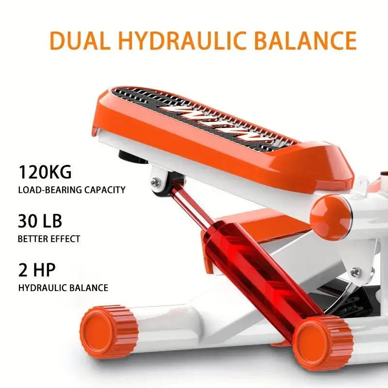 Dual hydraulic balance feature of mini stepping machine with pull rope showing load-bearing capacity and effective performance.