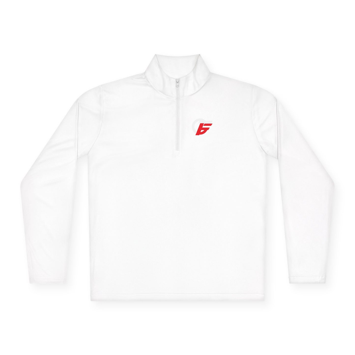 Quarter-Zip Pullover with Small Red 'F' Logo — Minimal Athletic Pullover
