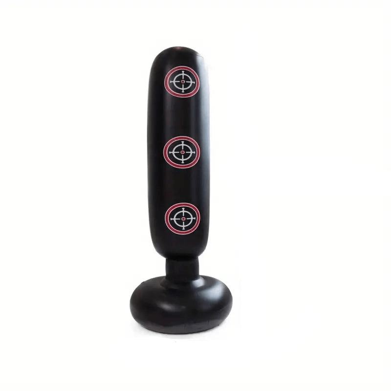 Ultimate Inflatable Punching Bag for home workouts, black PVC design for effective training sessions.