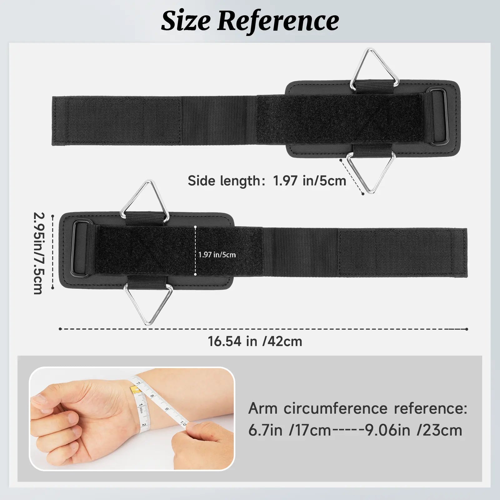Fitness Essentials MOST GRIP wrist cuffs with D-ring, neoprene padding, and wrist straps for weightlifting and cable machine exercises.