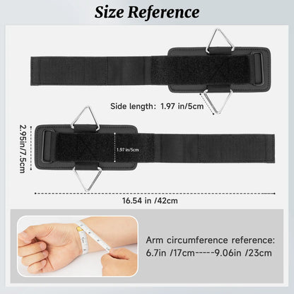 Fitness Essentials MOST GRIP wrist cuffs with D-ring, neoprene padding, and wrist straps for weightlifting and cable machine exercises.