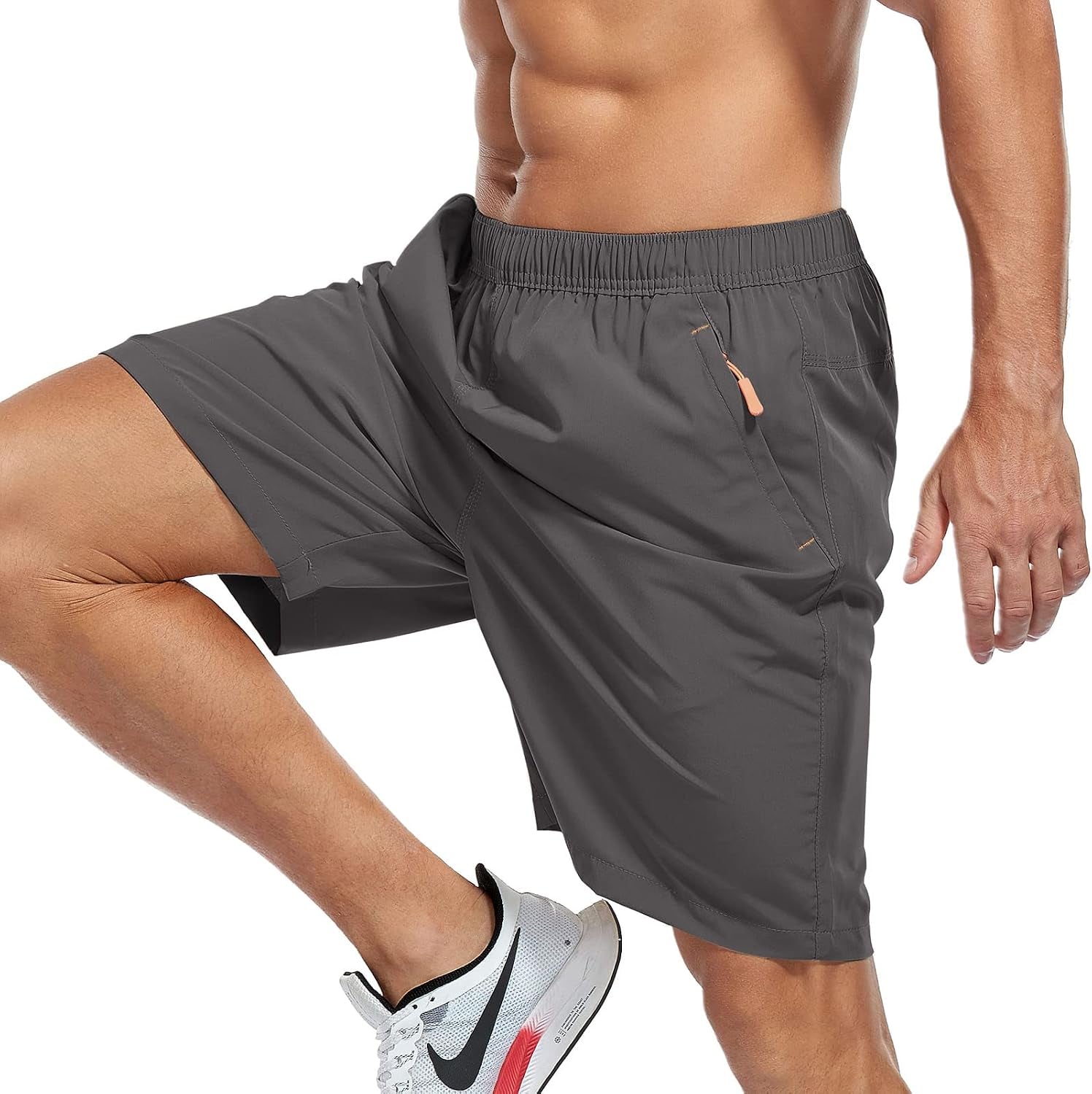 SPOSULEI men's athletic hiking shorts featuring water-resistant, quick-dry fabric, lightweight design, and zipper pockets for outdoor activities.