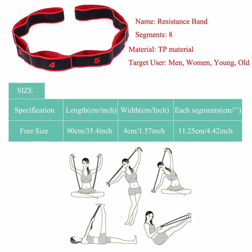 Fitness Essentials yoga pull strap belt for girls, elastic Latin dance stretching band, ideal for Pilates, gymnastics, and fitness exercises.