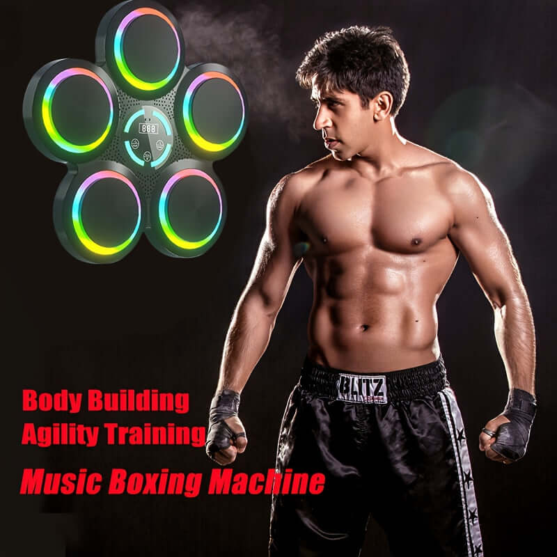 Man training with a Wall-Mounted Electronic Boxing Training Pad, showcasing fitness and agility workouts.