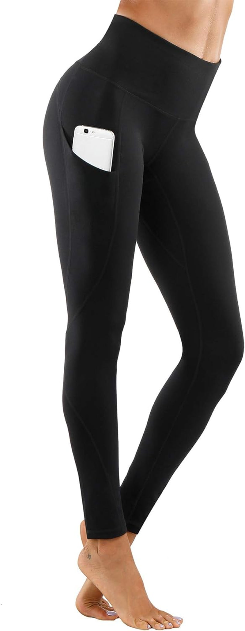 Lingswallow high waist yoga pants with pockets, tummy control, and 4-way stretch for workout and running activities.
