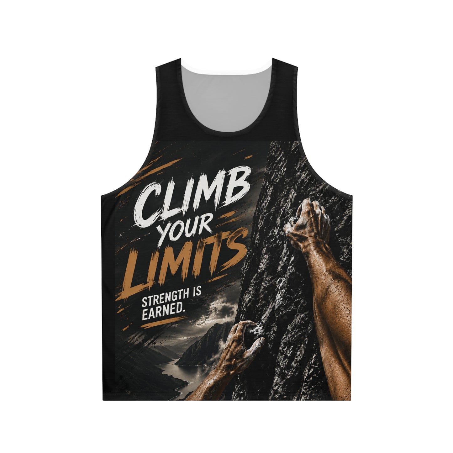 Climb your limits breathable polyester tank top with motivational design