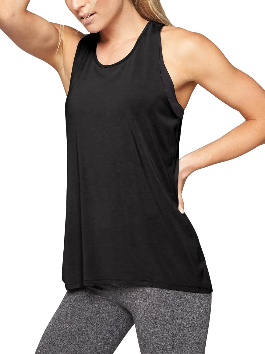 Mippo women's workout tank top, yoga athletic shirt in breathable fabric, ideal for gym and summer exercise.