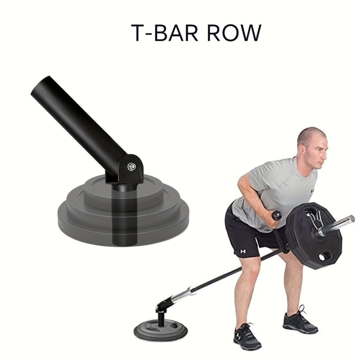 Heavy duty T-Bar row attachment for effective home workouts and gym sessions with durable iron design.
