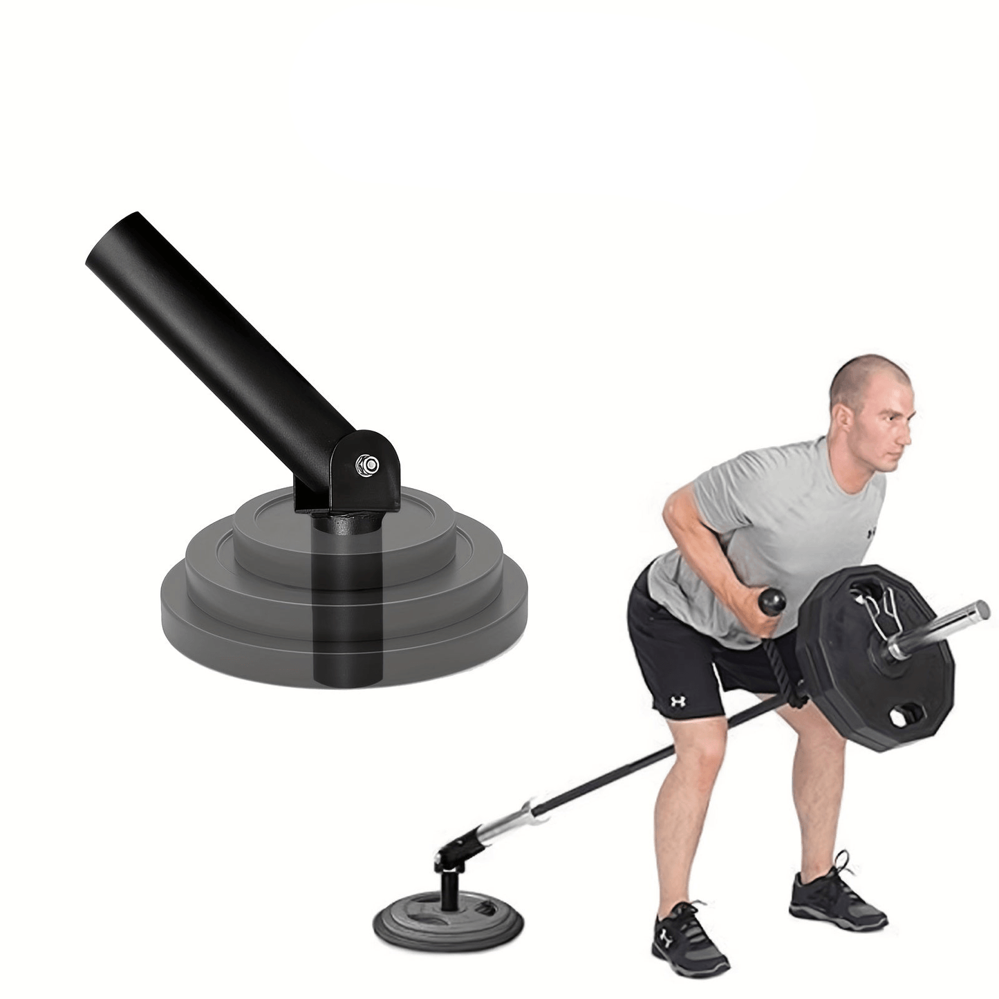 Heavy Duty T-Bar Row Barbell Attachment - High-Quality Iron(Black)-0