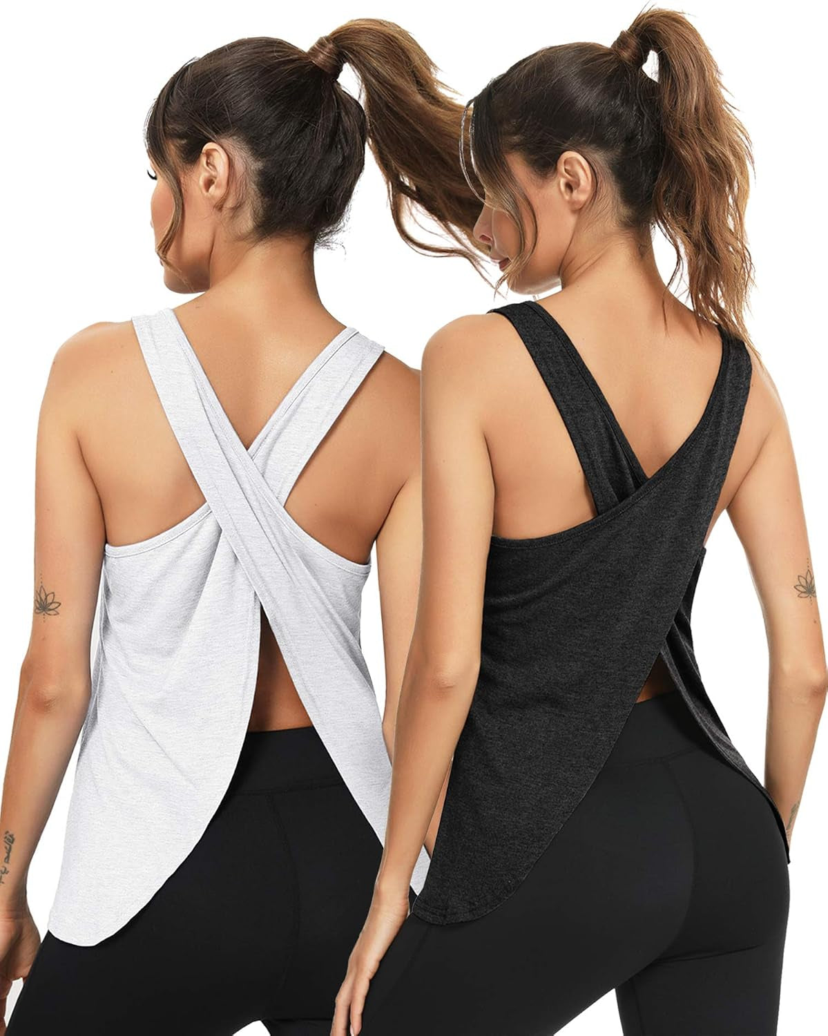 LYHNMW open back workout top, backless yoga tank shirt with tie back, activewear exercise and yoga shirt for women.