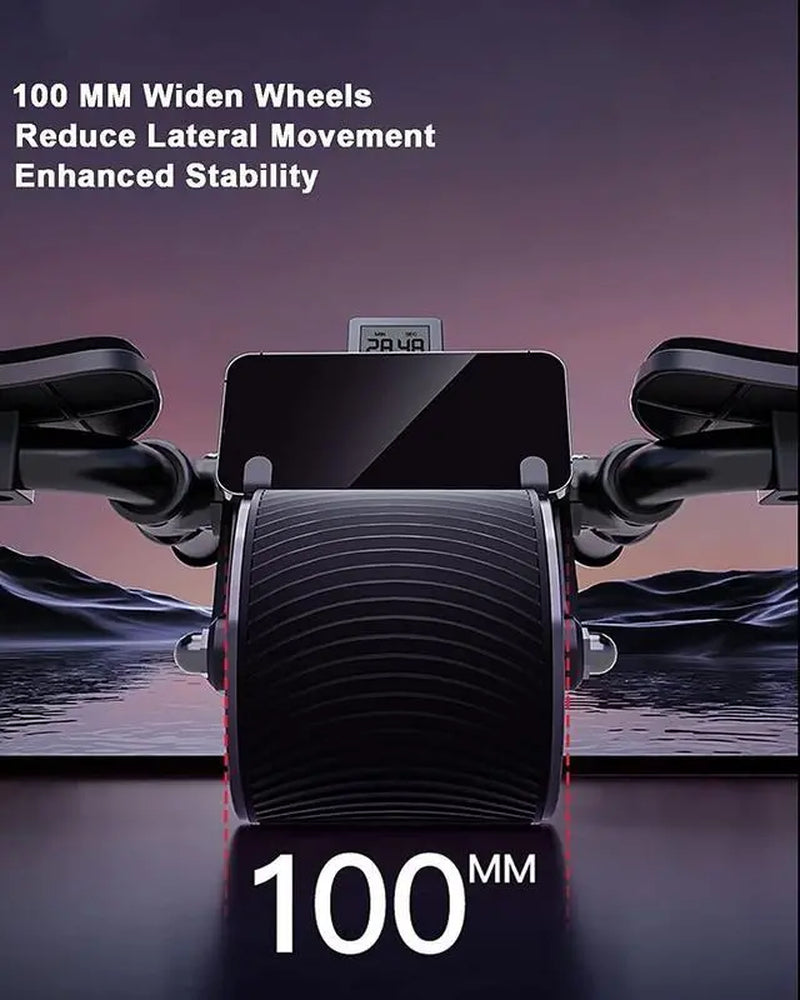 Ab roller wheel with elbow support and digital timer for core and abdominal workouts, suitable for home gym exercise routines.