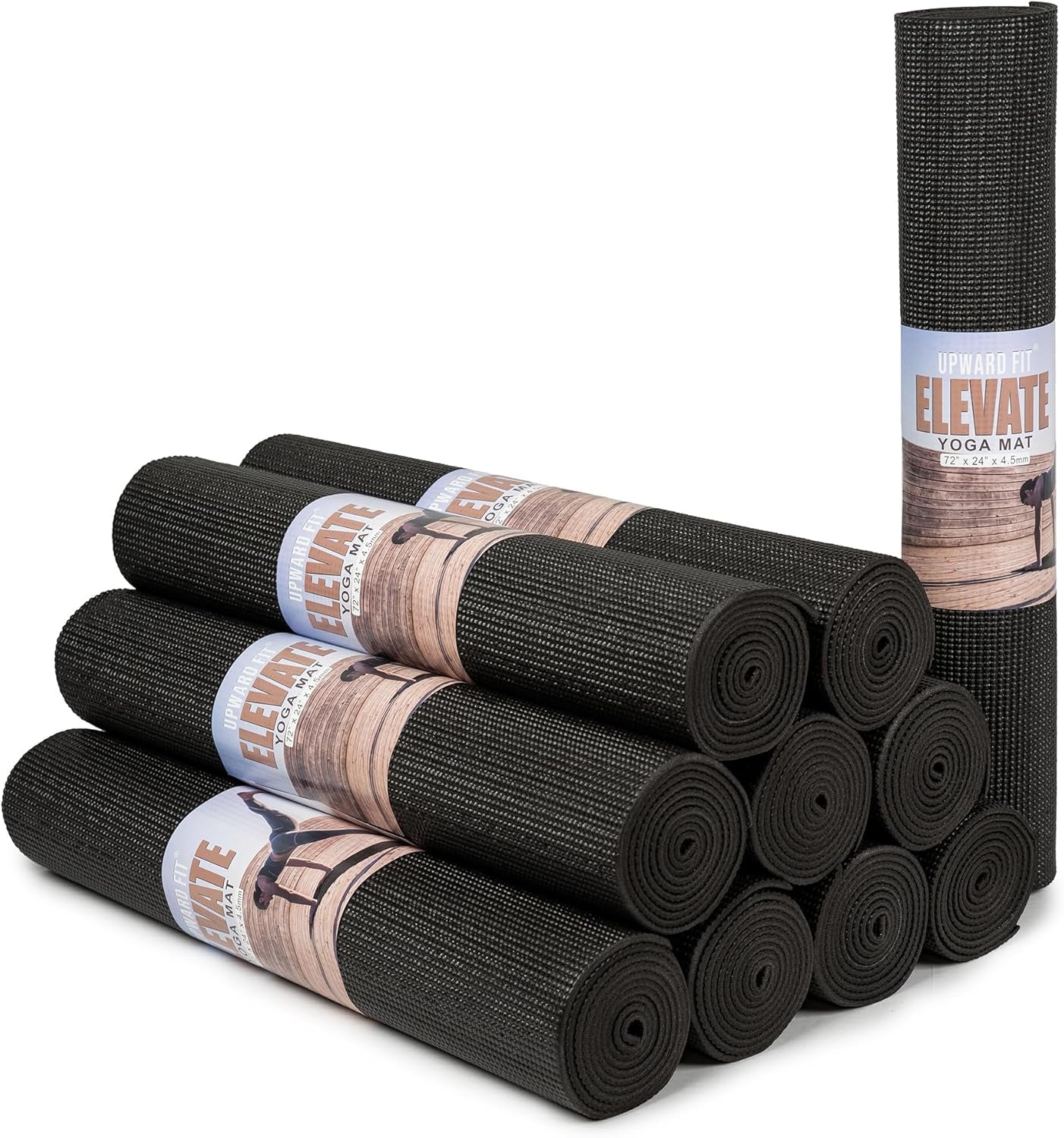 Upward FIT Elevate yoga mats, 10-pack, 72x24 inches, 4mm thick, non-slip gym mats suitable for schools and studios