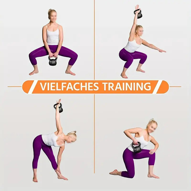 4 exercises showcasing the versatility of the 6kg kettlebell for strength training in varied workouts.