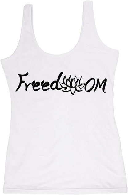 TREELANCE women's organic cotton yoga tank top with yoga print, sleeveless workout shirt for gym, Pilates, and casual wear.