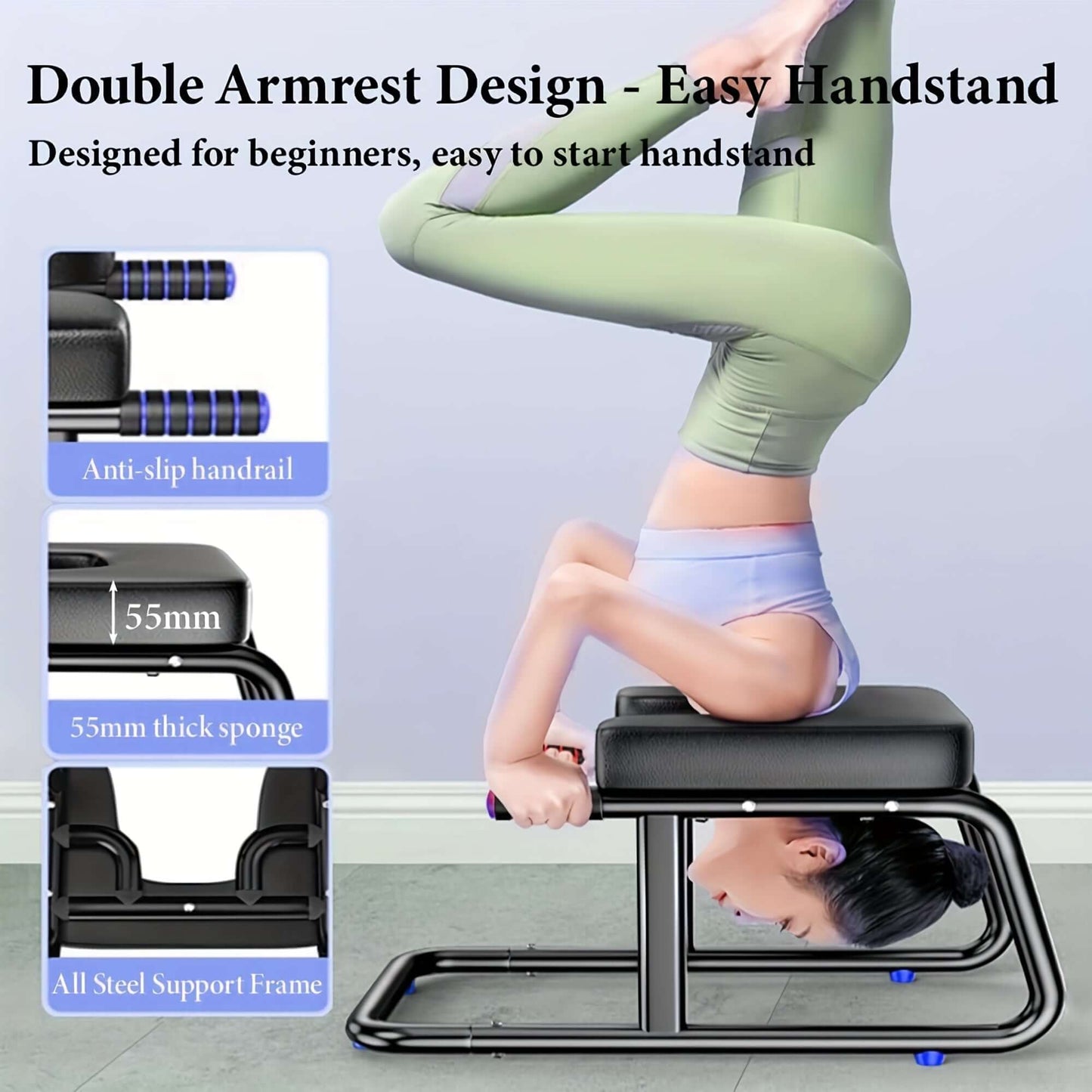 Upward Yoga Stool with Handrests Iron Frame-2