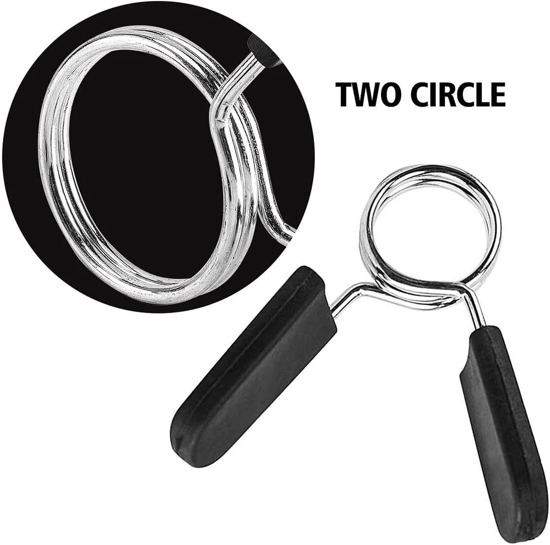 EastyGold 1-inch barbell spring clips for weightlifting, securing weight plates on standard bars during strength training.