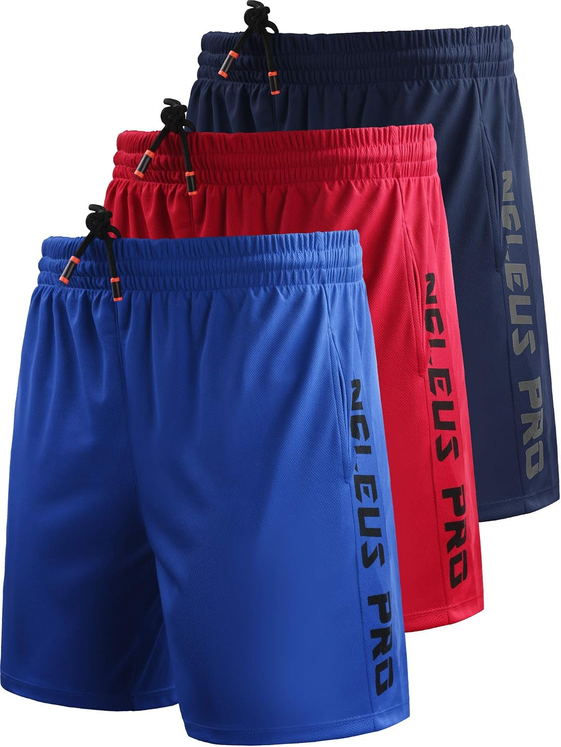Men's NELEUS lightweight athletic shorts with pockets, designed for workout and casual wear, shown in a neutral color.