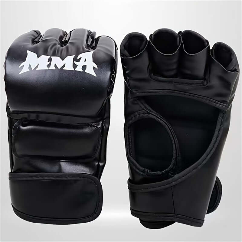 MMA black gloves designed for boxing and training, perfect for enhancing performance in workouts.