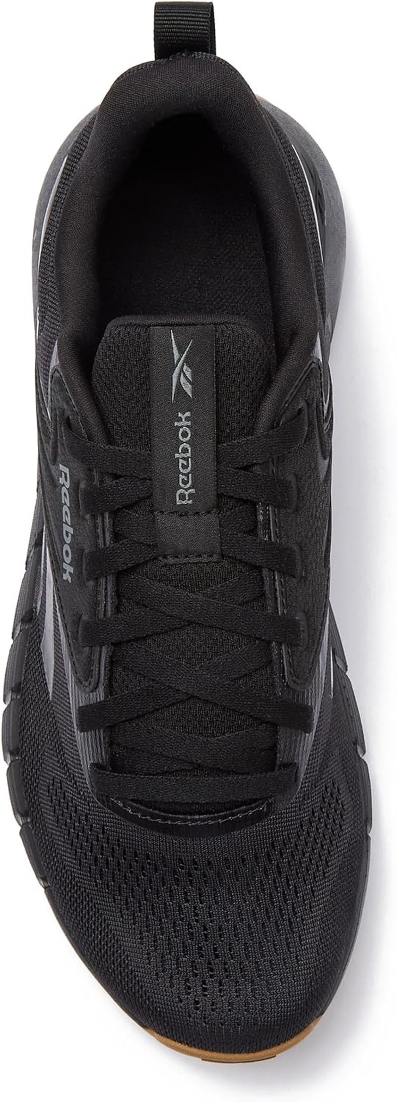 Reebok Nano Gym 1.0 men's athletic workout shoes with black and gray design, featuring supportive soles and breathable mesh fabric.