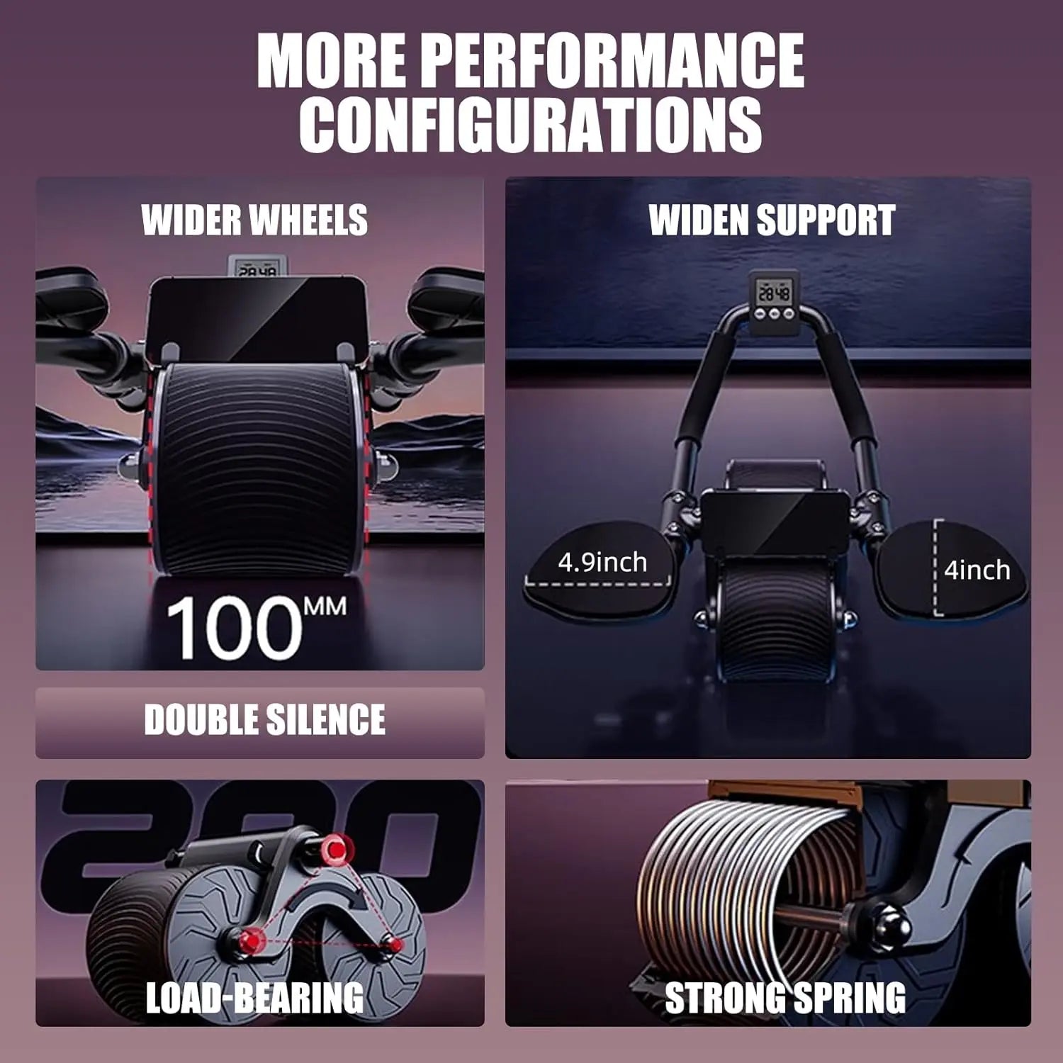 Ab Roller Wheel with elbow support for abdominal workouts, featuring digital timer and full-body core exercise equipment for home gym.