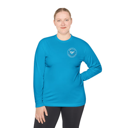 Printify Adventure Crew long sleeve tee featuring Coastal Compass logo, with a casual fit and outdoor-inspired design.