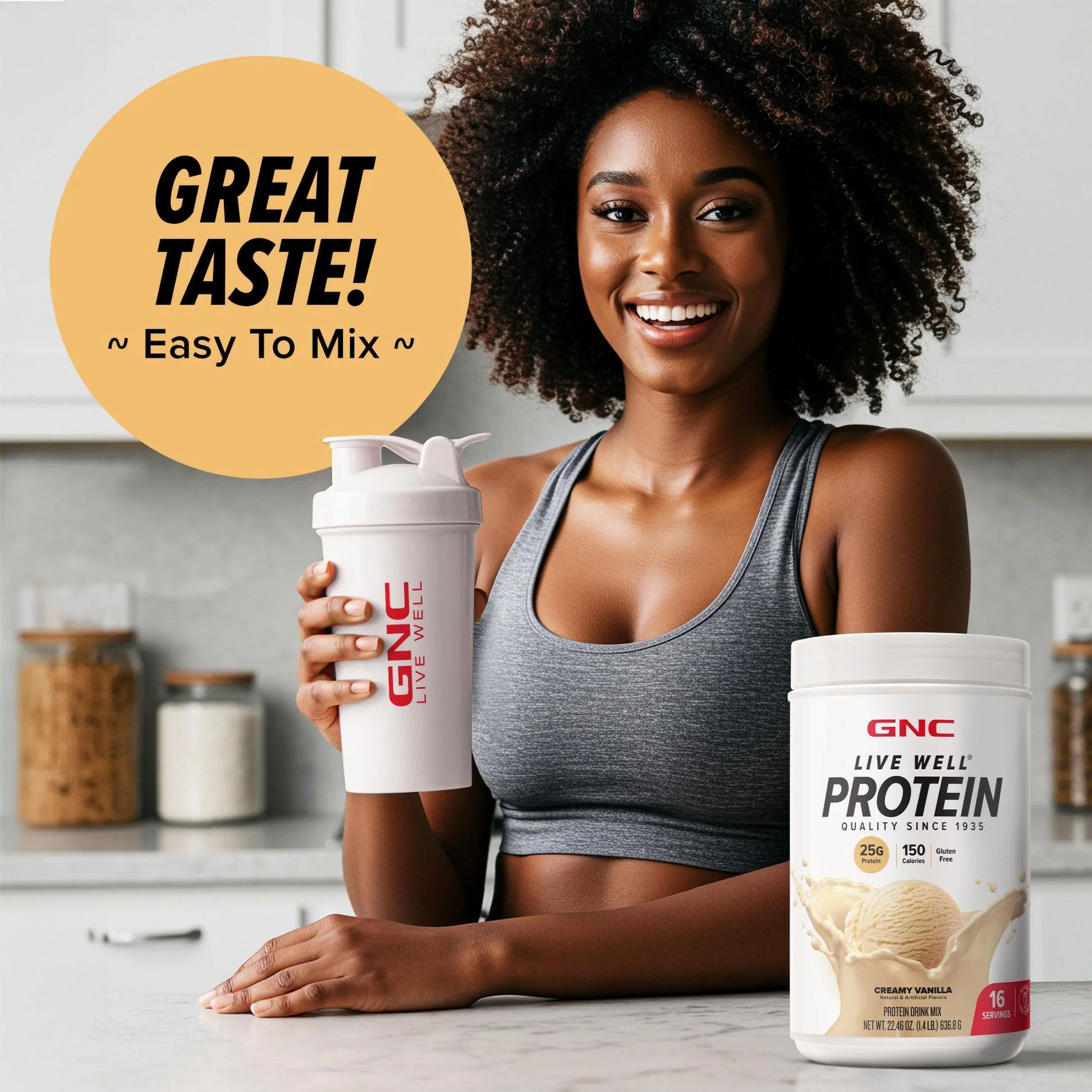 Live Well Protein Powder, 25G Whey Protein, Creamy Vanilla, Gluten Free, No Sugar Added, 16 Servings